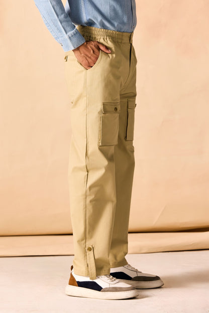Banded Elastic Waist Cargo Pants