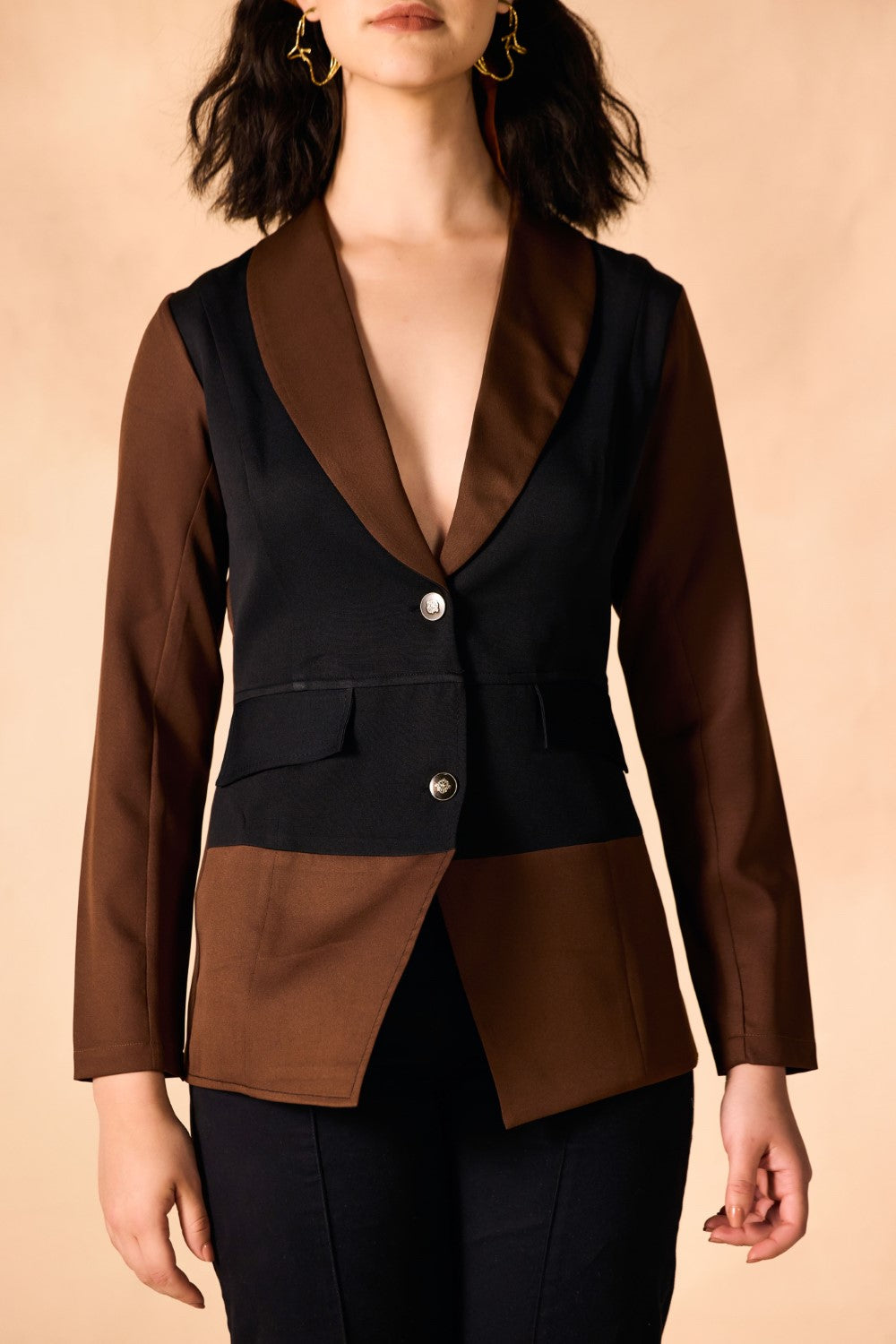Colorblock Two-Button Blazer Jacket