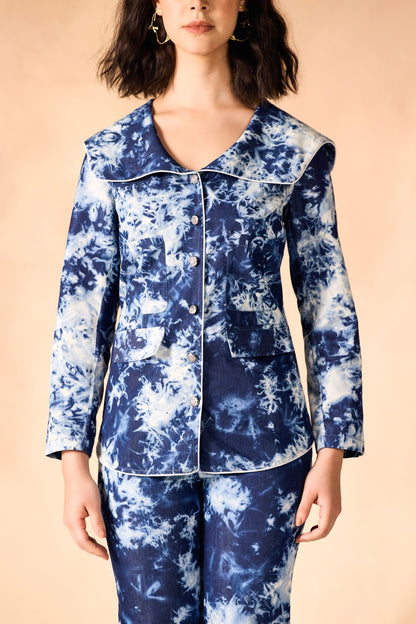 Tie and Dye Chambray Paneled Shirt & Pant Co-ord Set