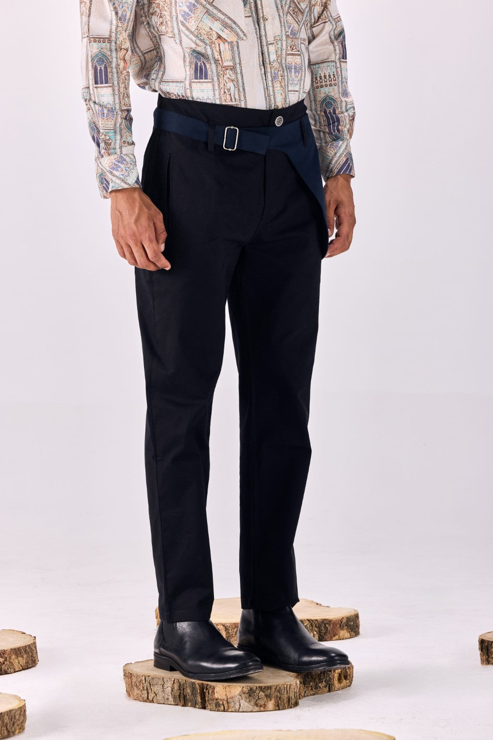 Contrast Trim Straight-leg Trousers