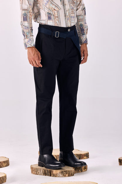 Contrast Trim Straight-leg Trousers