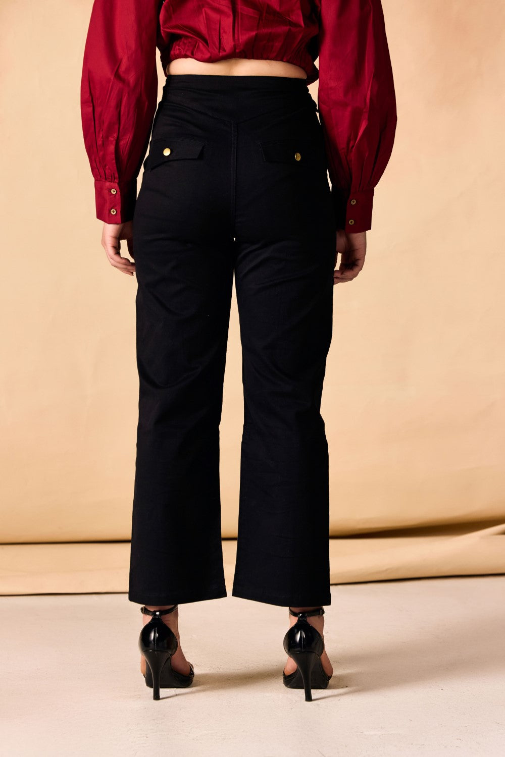 Front Slit Hem Straight-Leg Pants