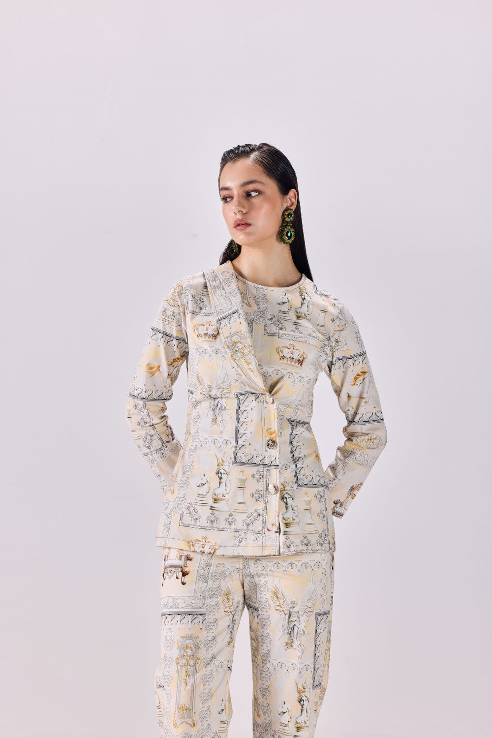Renaissance King Print Coat and Pant Co-ord Set