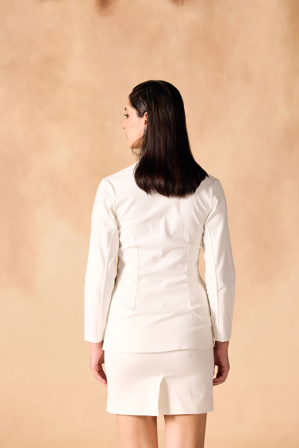 Denim Paneled Fringed Twill Structured Jacket