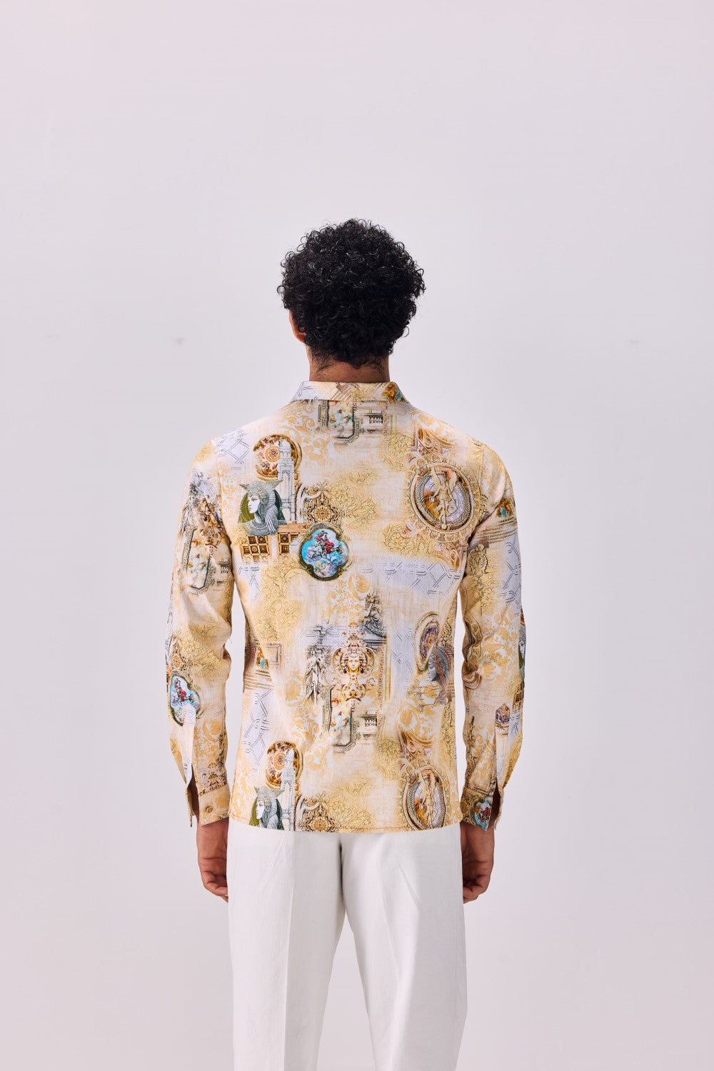 Vintage Oversized Collar Kingdom of Egypt Print Shirt