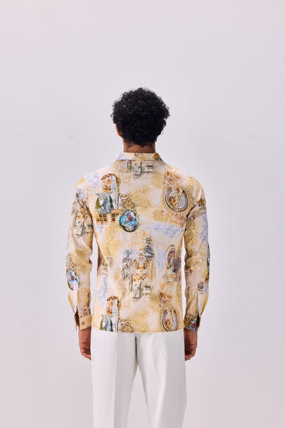 Vintage Oversized Collar Kingdom of Egypt Print Shirt