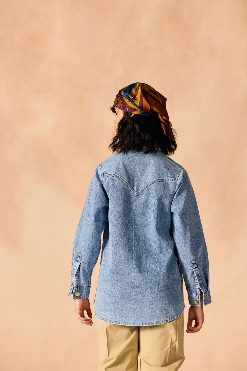 Oversized Stone Wash Denim Button-up Shirt
