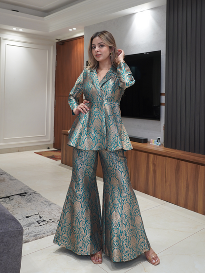 Peplum Top With Flared Pants