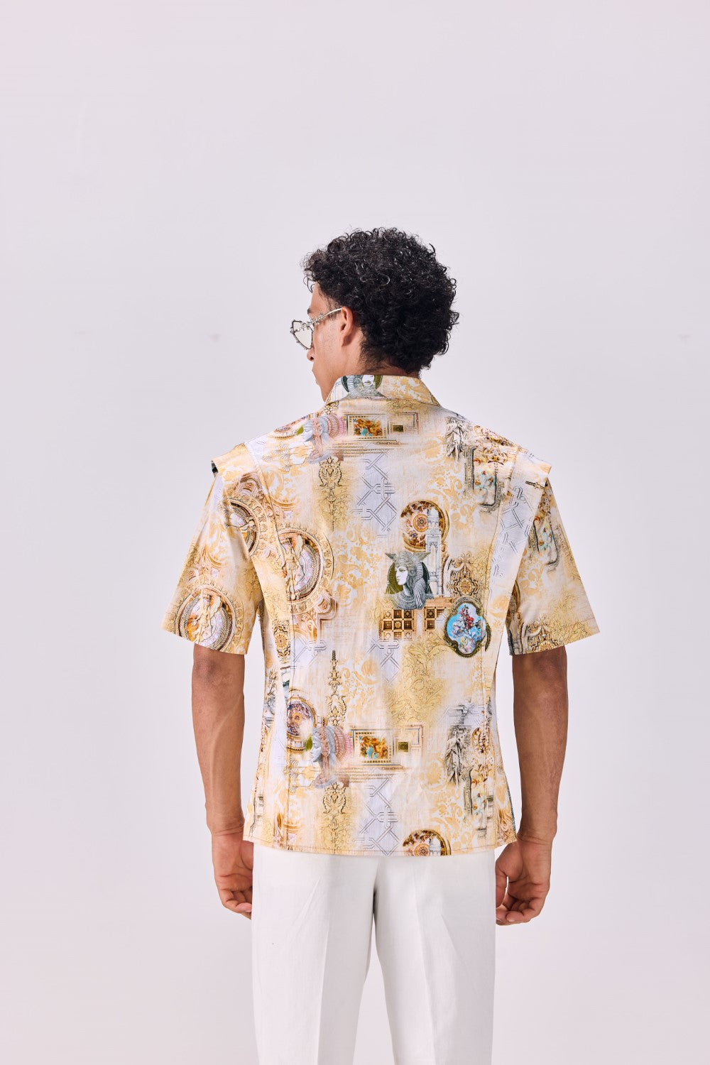 Structured Button-Up Kingdom Of Egypt Print Party Shirt