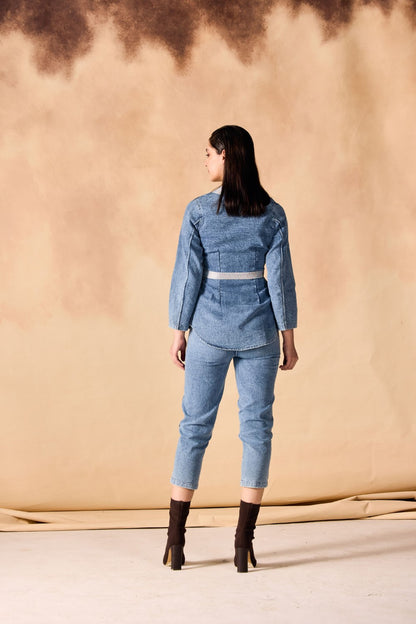 One-Button Overlap Jacket & Pants