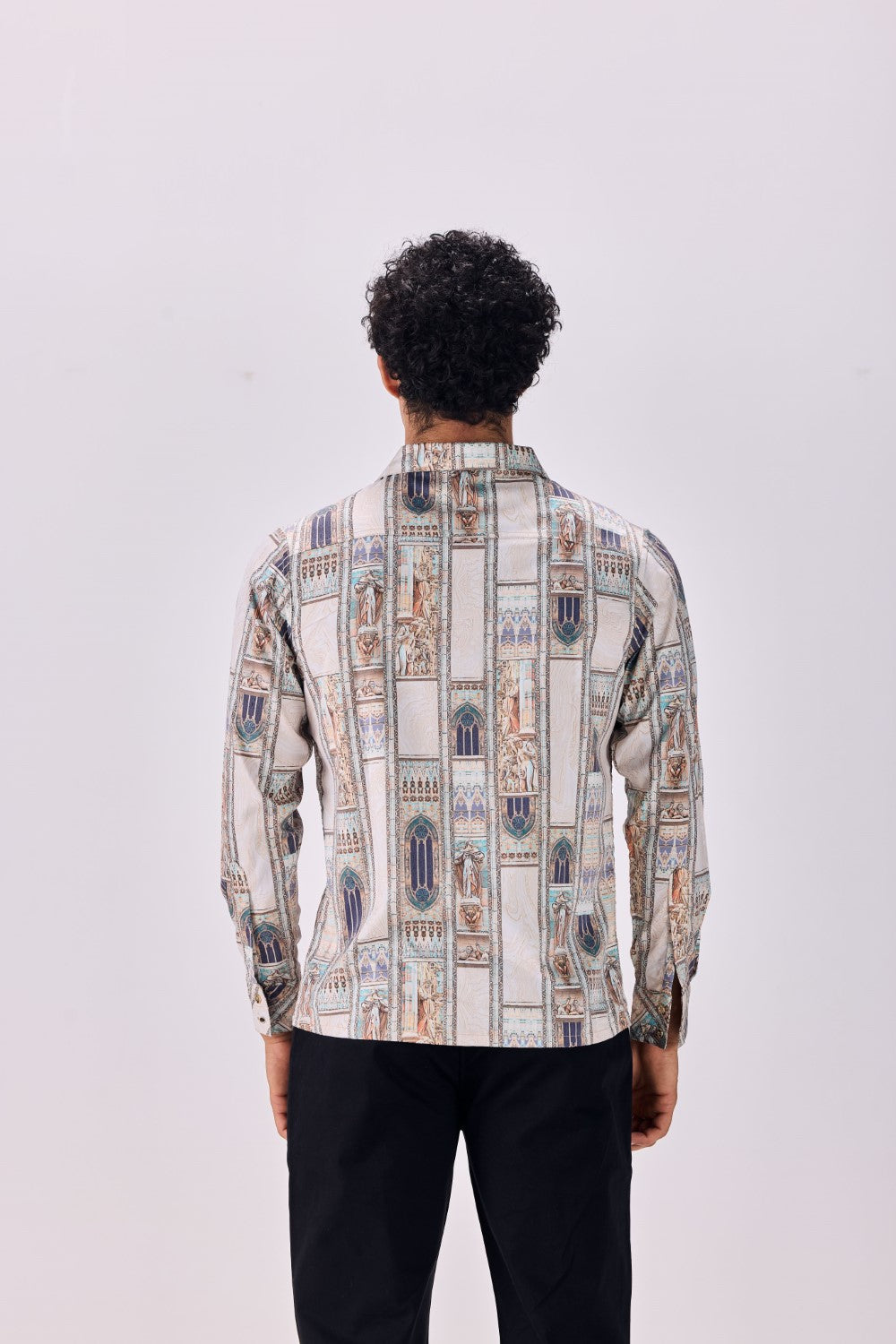 Ancient Roman Print Button-Up Drop Pocket Shirt