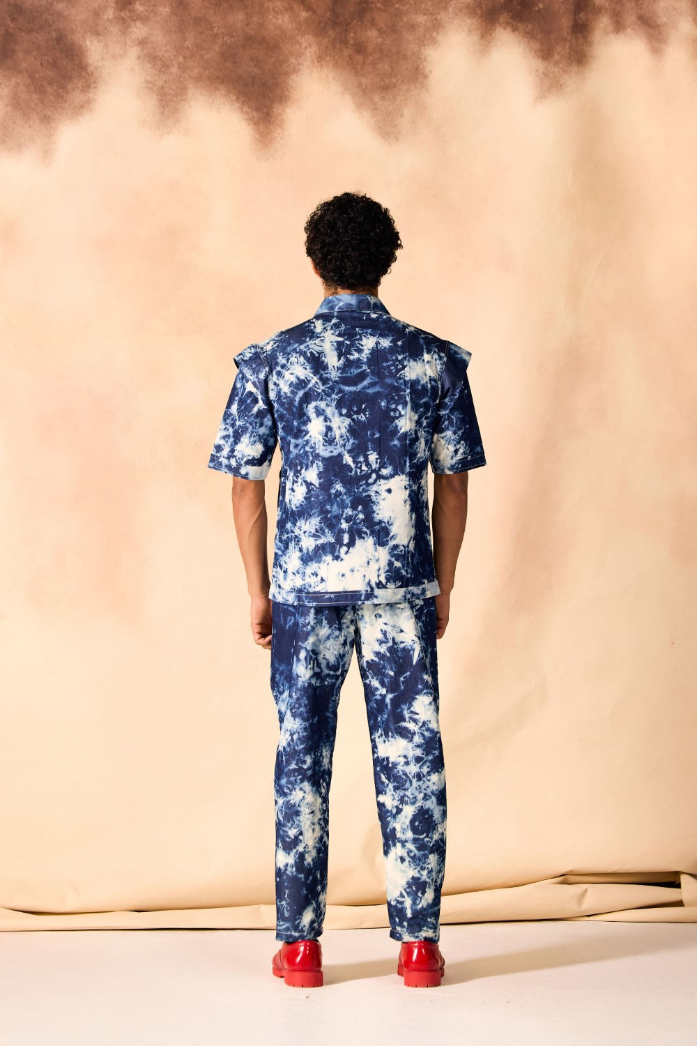 Tie and Dye Chambray Paneled Shirt & Trouser Co-ord Set