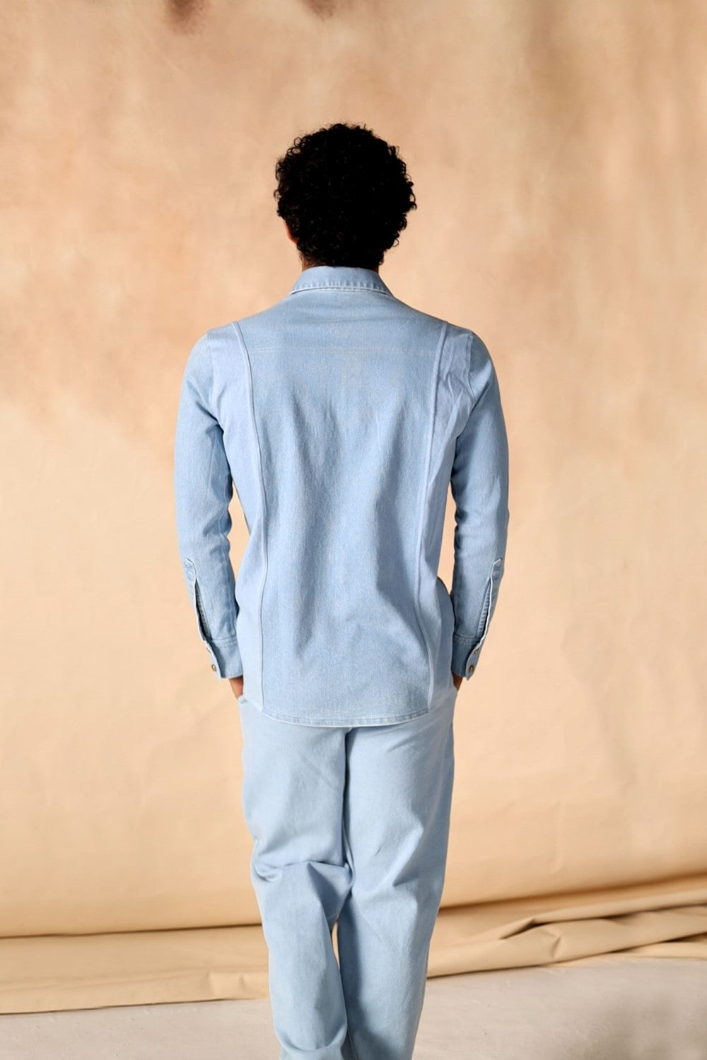 Ancient Roman Print Yoke Denim Shirt & Trouser Co-ord Set