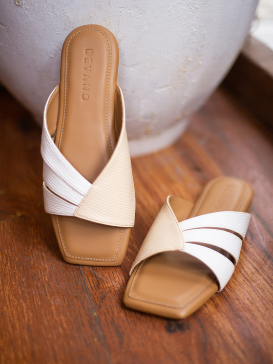 Beige & White Comfort Slip-On Flats