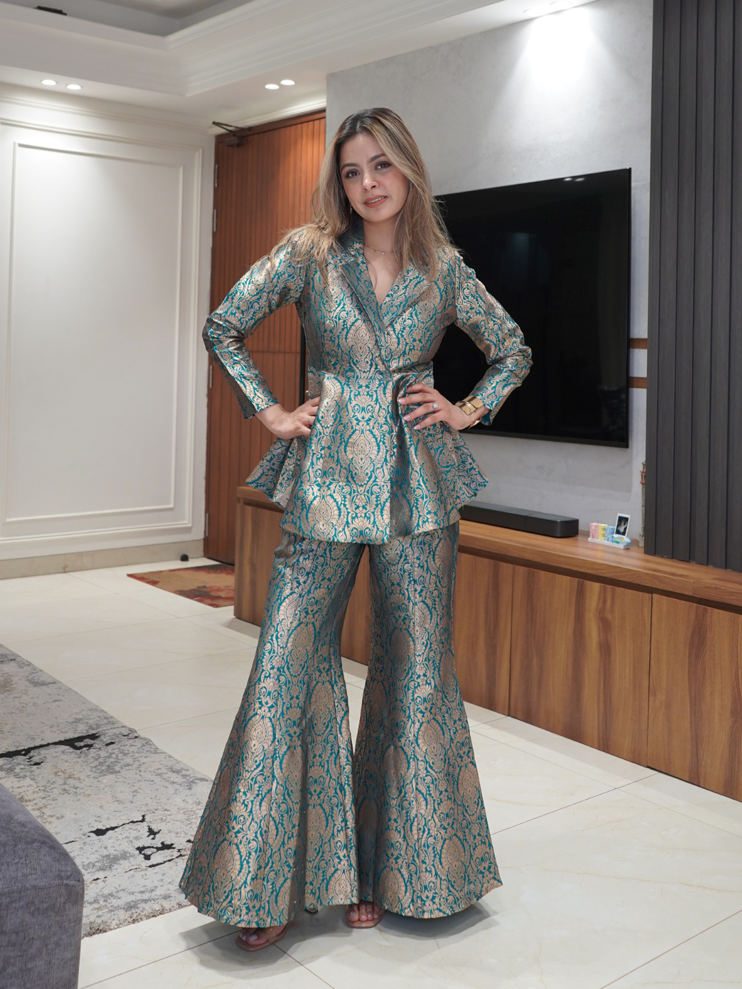 Peplum Top With Flared Pants
