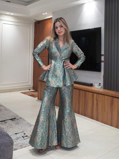 Peplum Top With Flared Pants