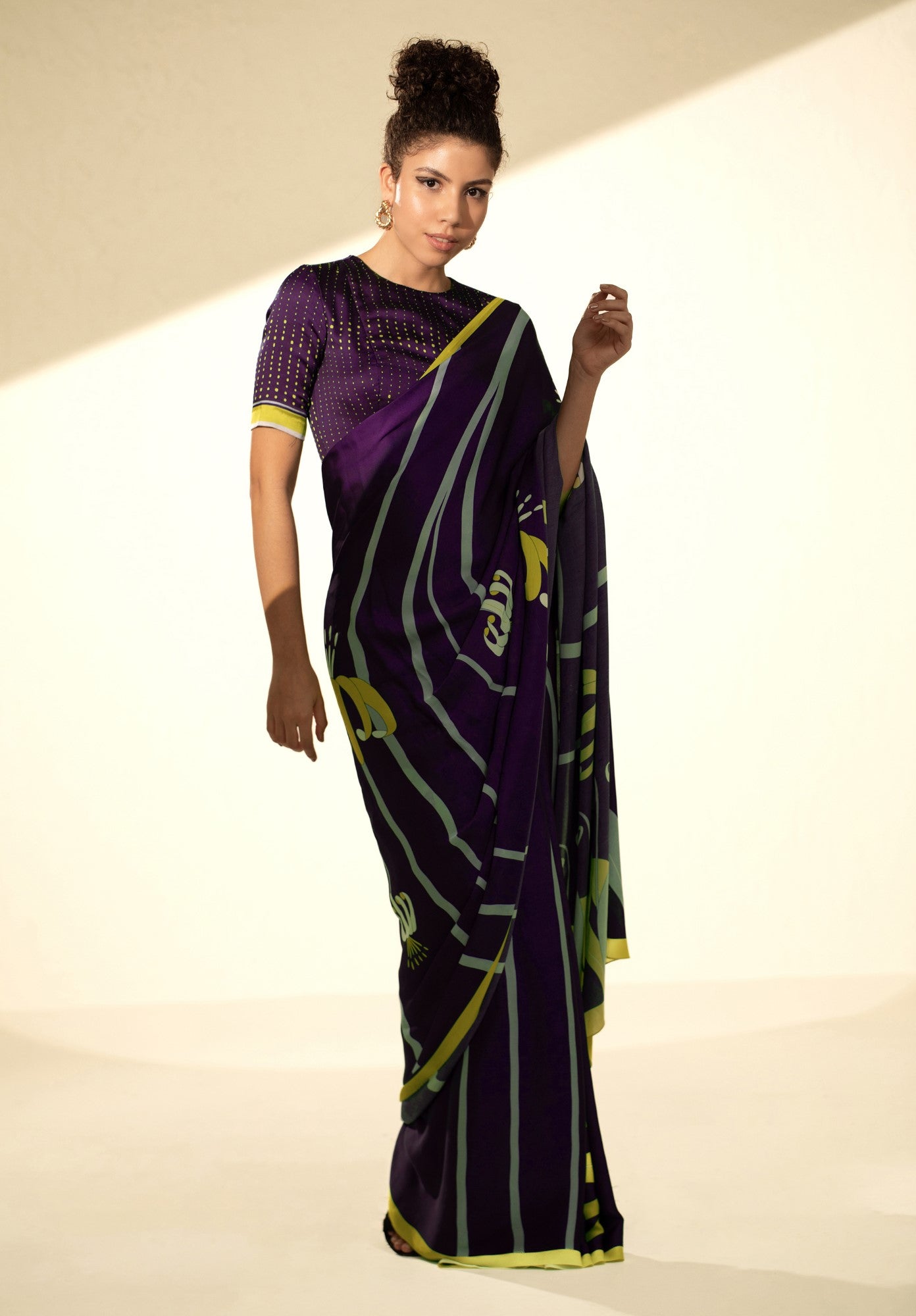 Floral Swirl Satin Georgette Saree