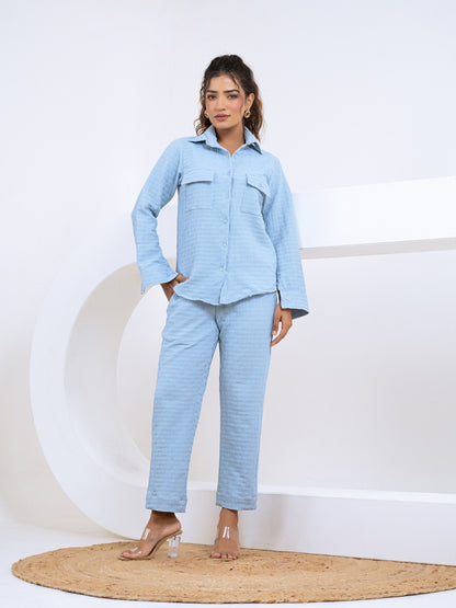 Pop Jacquard Blue 2 Pockets Co-Ord Set