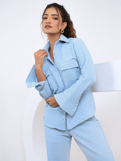 Pop Jacquard Blue 2 Pockets Co-Ord Set