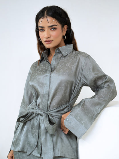 Tussar Jacquard Grey Co-Ord Set