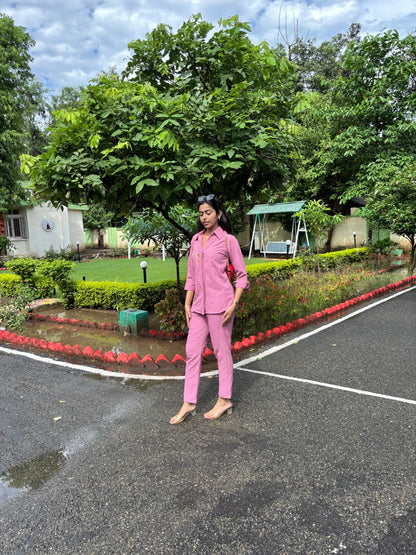 Italian Crepe Pink Palm Tree Co-Ord Set