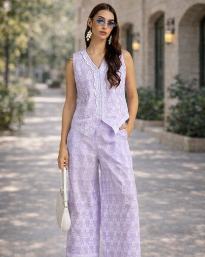 Lavender Embroidered Coord Set