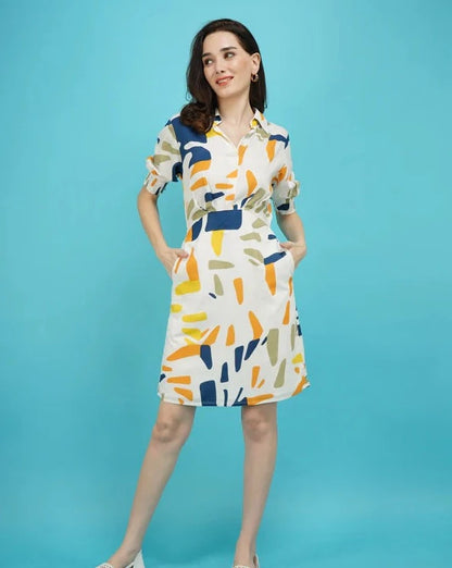 Abstract Print Shirt Dress