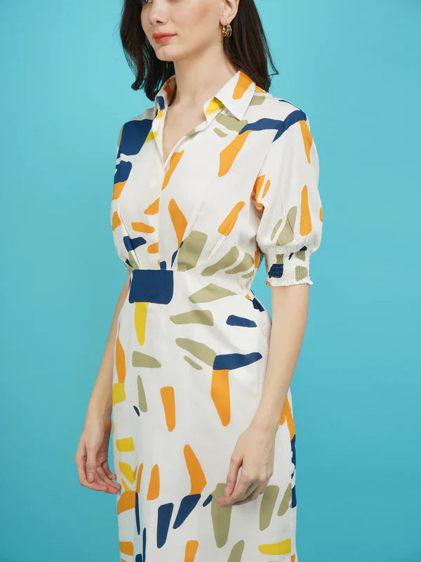 Abstract Print Shirt Dress