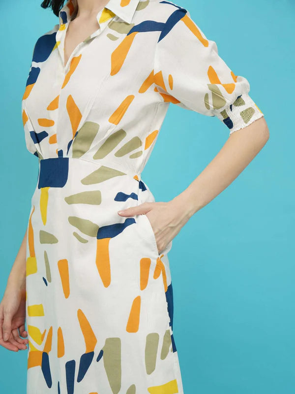 Abstract Print Shirt Dress