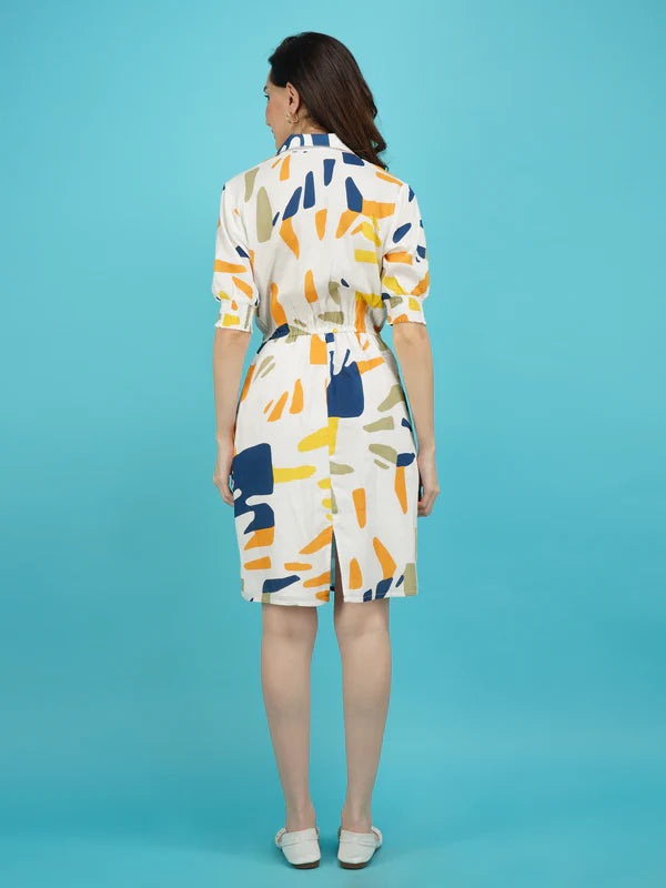 Abstract Print Shirt Dress