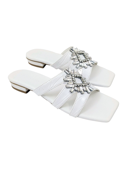 Mia Crystal Sliders White