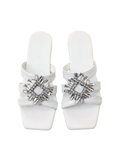 Mia Crystal Sliders White