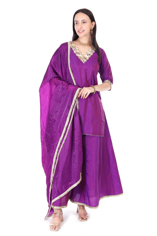 Silk sharara set with orgenzza dupatta