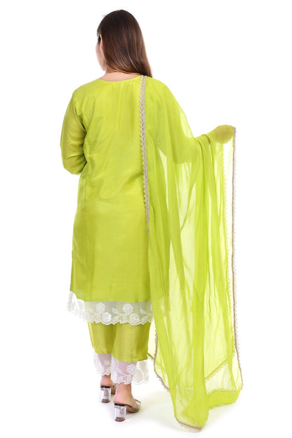 Muslin kurta set with lace work