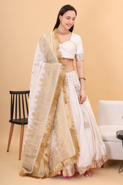 Chanderi silk lehanga set with georgette dupatta