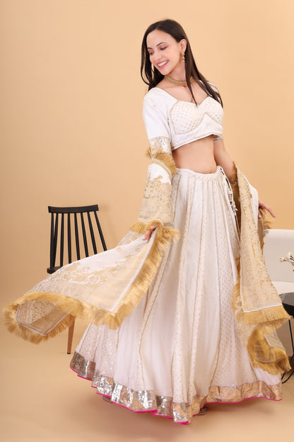Chanderi silk lehanga set with georgette dupatta