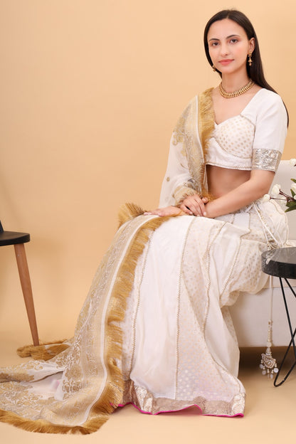 Chanderi silk lehanga set with georgette dupatta
