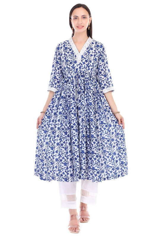 Handblock anarkali set