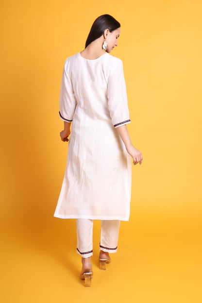 Cotton kurta set with Chicken Lace Work
