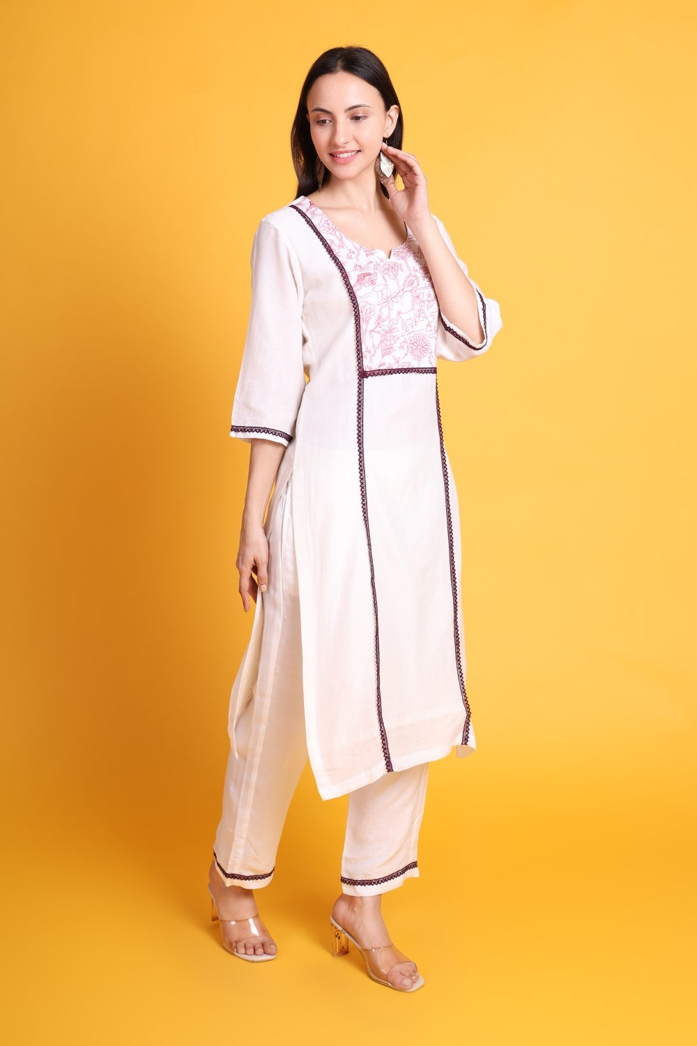 Cotton kurta set with Chicken Lace Work