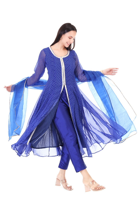 Georgette lehria anarkali with dupatta
