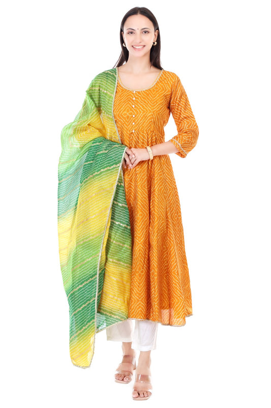 Taffeta Silk Anarkali Set with Dupatta
