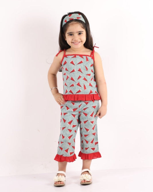 Santa Cap Print Night Suit