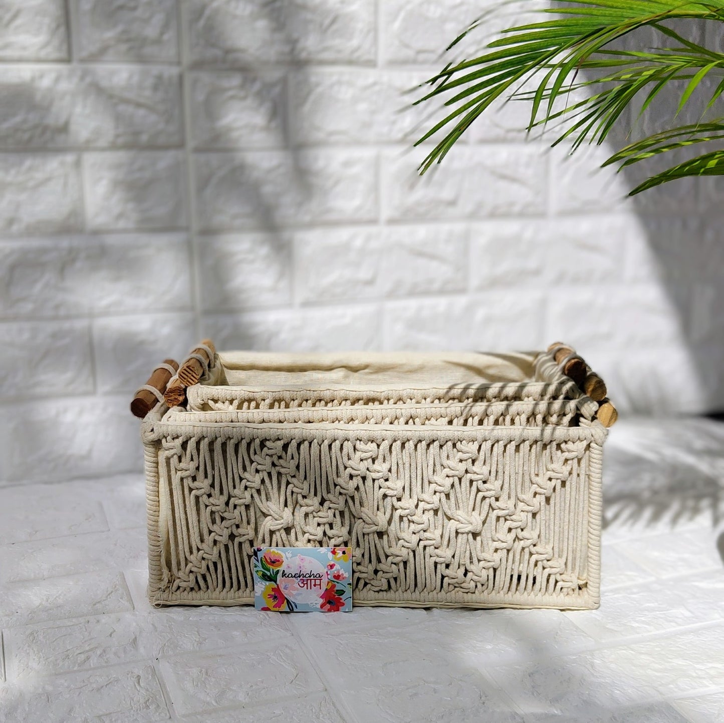 Macrame Woven Storage Baskets Set Of 3