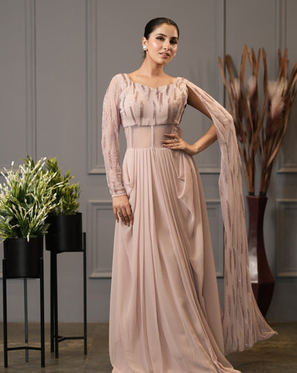 Pink Dhoti Gown