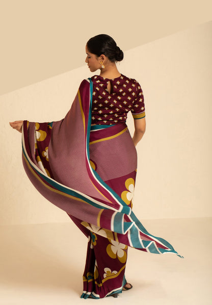 Retro Fusion Satin Georgette Saree