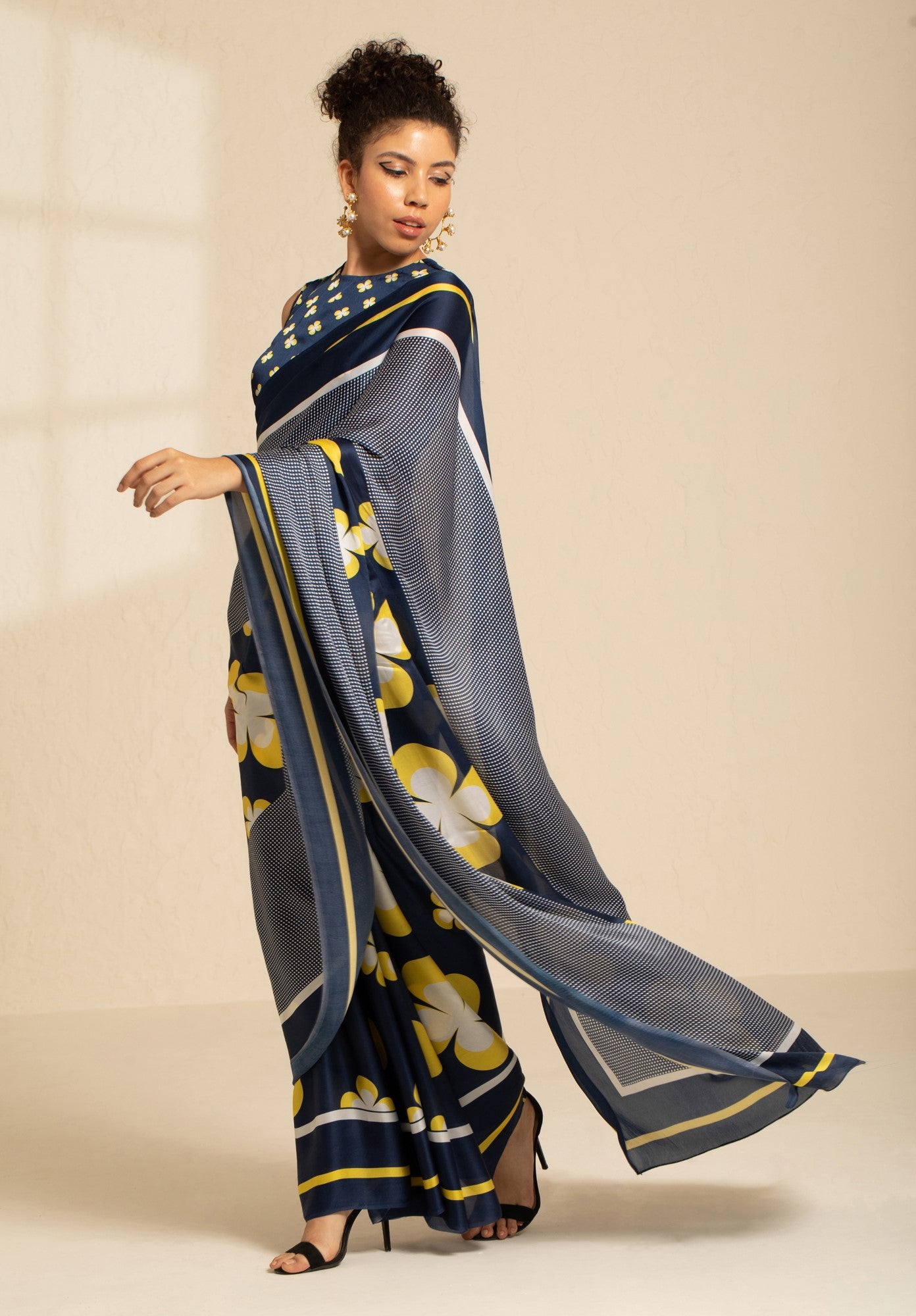 Retro Revival Satin Georgette Saree