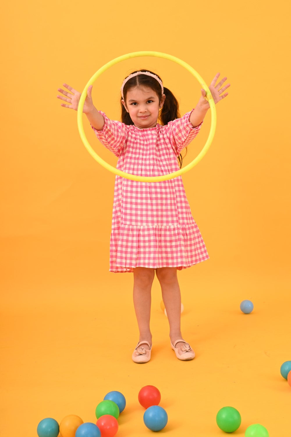 Pink & White Check Dress