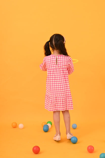 Pink & White Check Dress