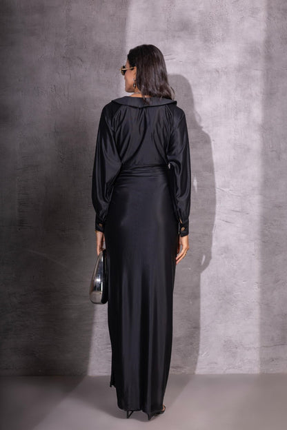 Black Eclipse Top & Knotted Skirt Co-ord set